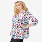 Perfect Printed Three-Quarter-Sleeve V-Neck Tunic image number null