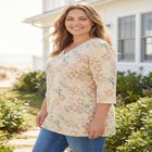 Perfect Printed Three-Quarter-Sleeve V-Neck Tunic image number null