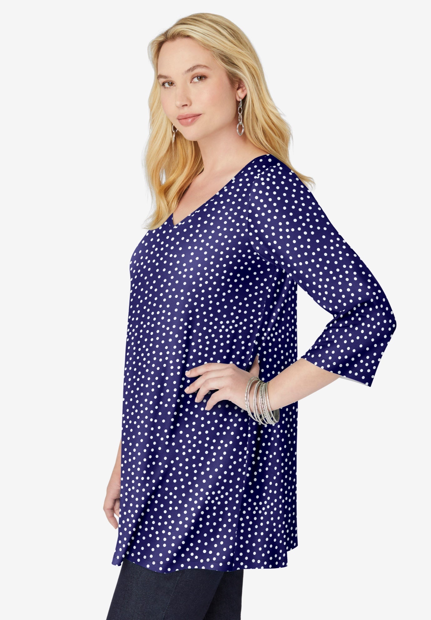 Perfect Printed Three-Quarter-Sleeve V-Neck Tunic image number 2