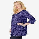 Perfect Printed Three-Quarter-Sleeve V-Neck Tunic image number null