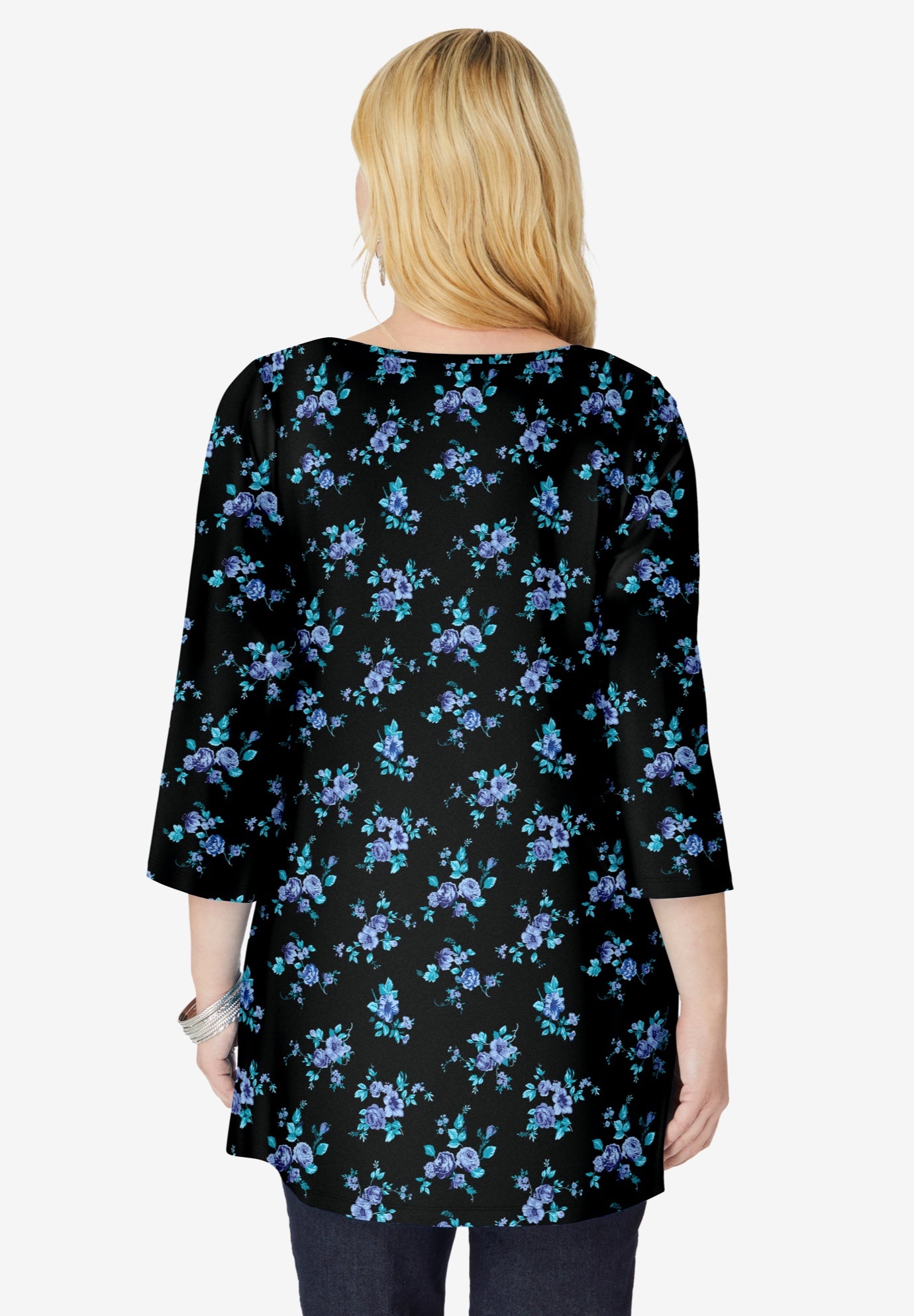 Perfect Printed Three-Quarter-Sleeve V-Neck Tunic image number 1