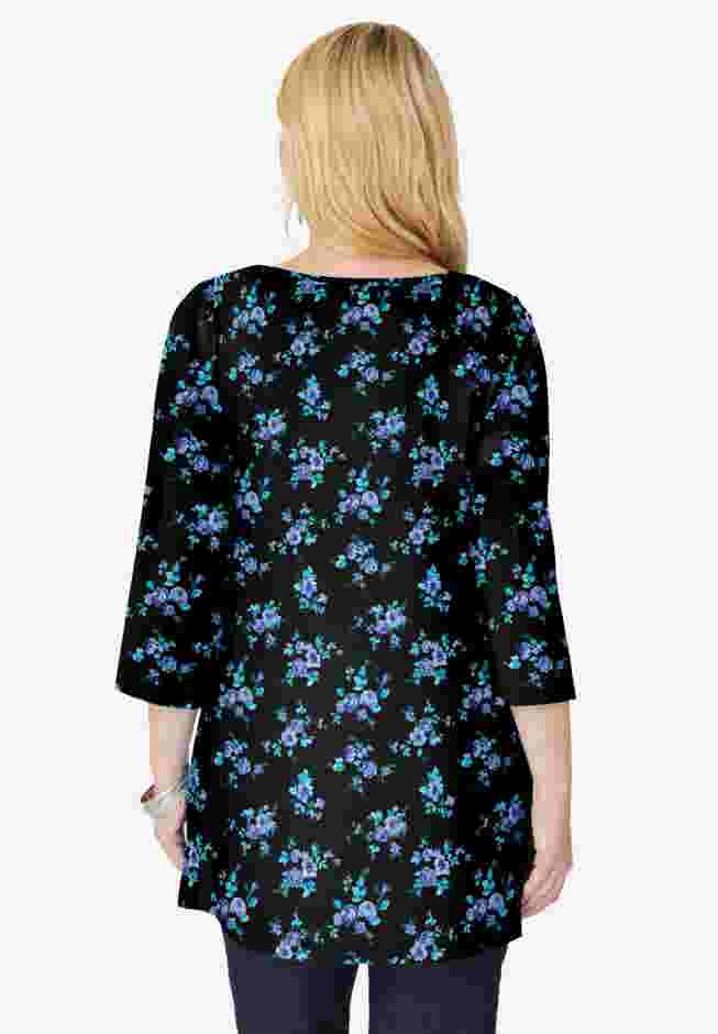 Perfect Printed Three-Quarter-Sleeve V-Neck Tunic image number 1