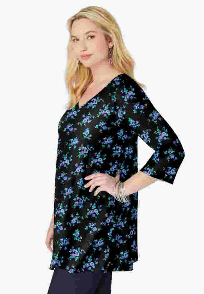 Perfect Printed Three-Quarter-Sleeve V-Neck Tunic image number 2