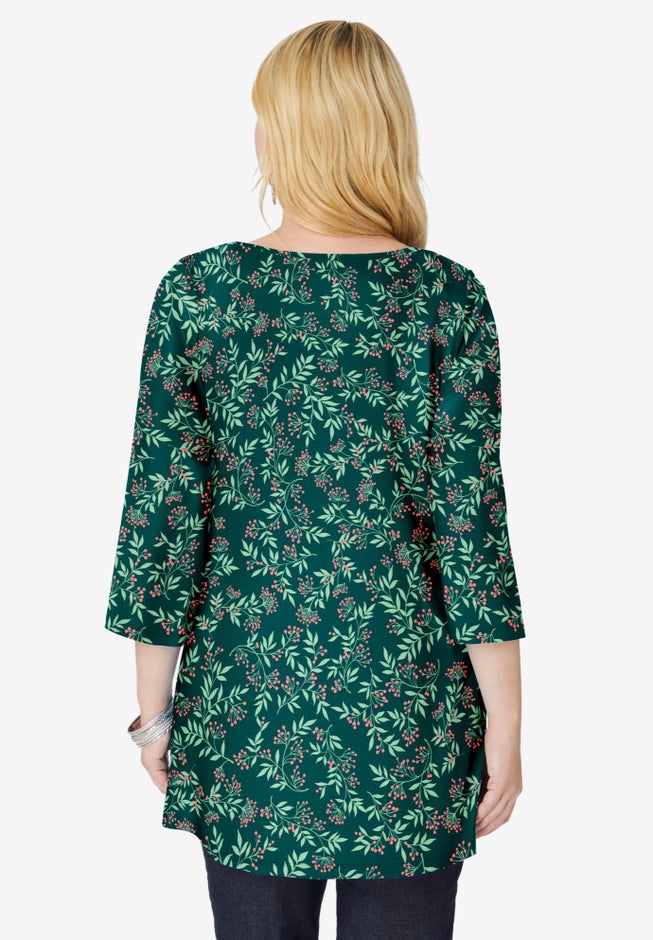 Perfect Printed Three-Quarter-Sleeve V-Neck Tunic image number 1