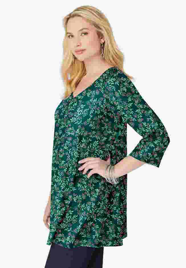Perfect Printed Three-Quarter-Sleeve V-Neck Tunic image number 2