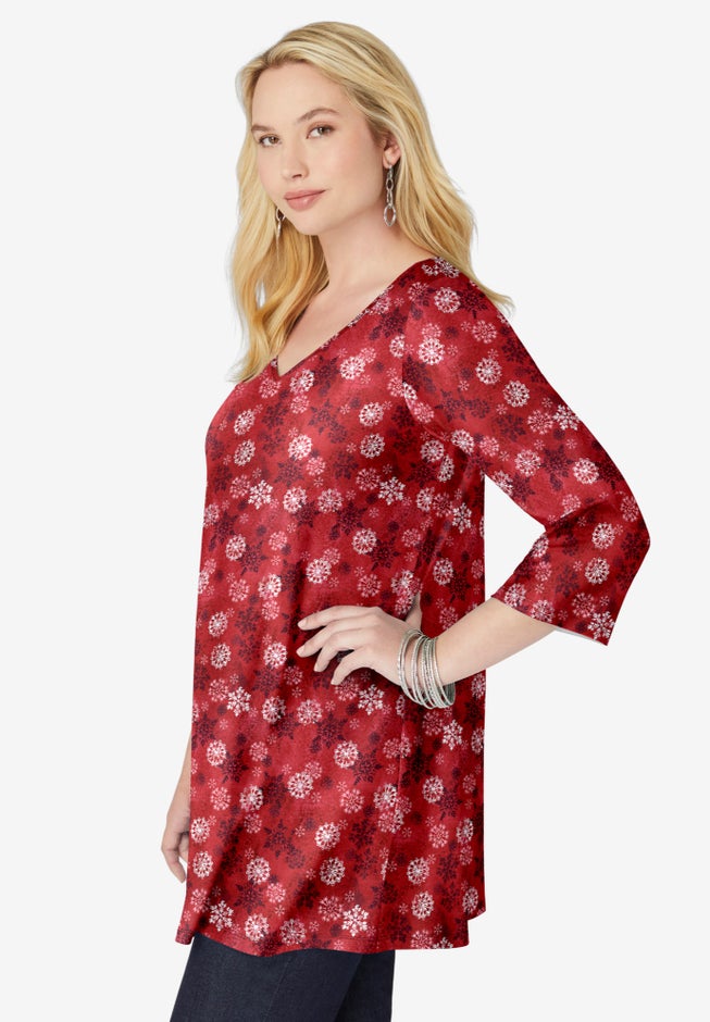 Perfect Printed Three-Quarter-Sleeve V-Neck Tunic image number 2