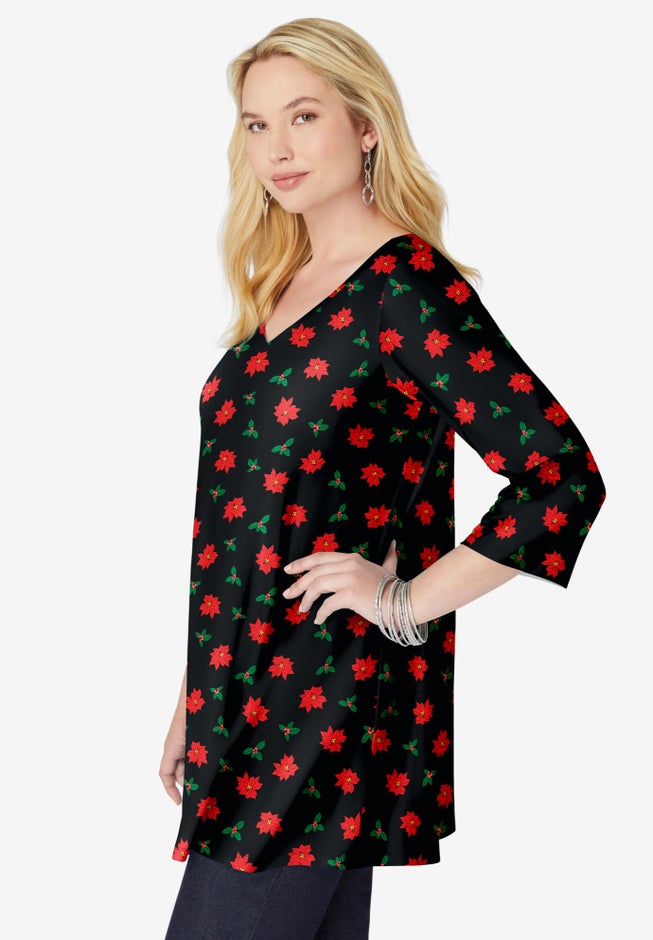 Perfect Printed Three-Quarter-Sleeve V-Neck Tunic image number 2