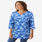 Perfect Printed Three-Quarter-Sleeve V-Neck Tunic image number null