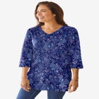 Perfect Printed Three-Quarter-Sleeve V-Neck Tunic image number null