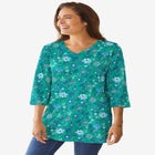 Perfect Printed Three-Quarter-Sleeve V-Neck Tunic image number null