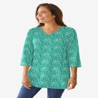 Perfect Printed Three-Quarter-Sleeve V-Neck Tunic image number null