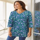 Perfect Printed Three-Quarter-Sleeve V-Neck Tunic image number null