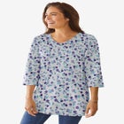 Perfect Printed Three-Quarter-Sleeve V-Neck Tunic image number null