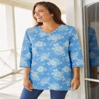 Perfect Printed Three-Quarter-Sleeve V-Neck Tunic image number null