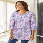 Perfect Printed Three-Quarter-Sleeve V-Neck Tunic image number null
