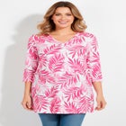 Perfect Printed Three-Quarter-Sleeve V-Neck Tunic image number null