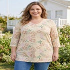 Perfect Printed Three-Quarter-Sleeve V-Neck Tunic image number null