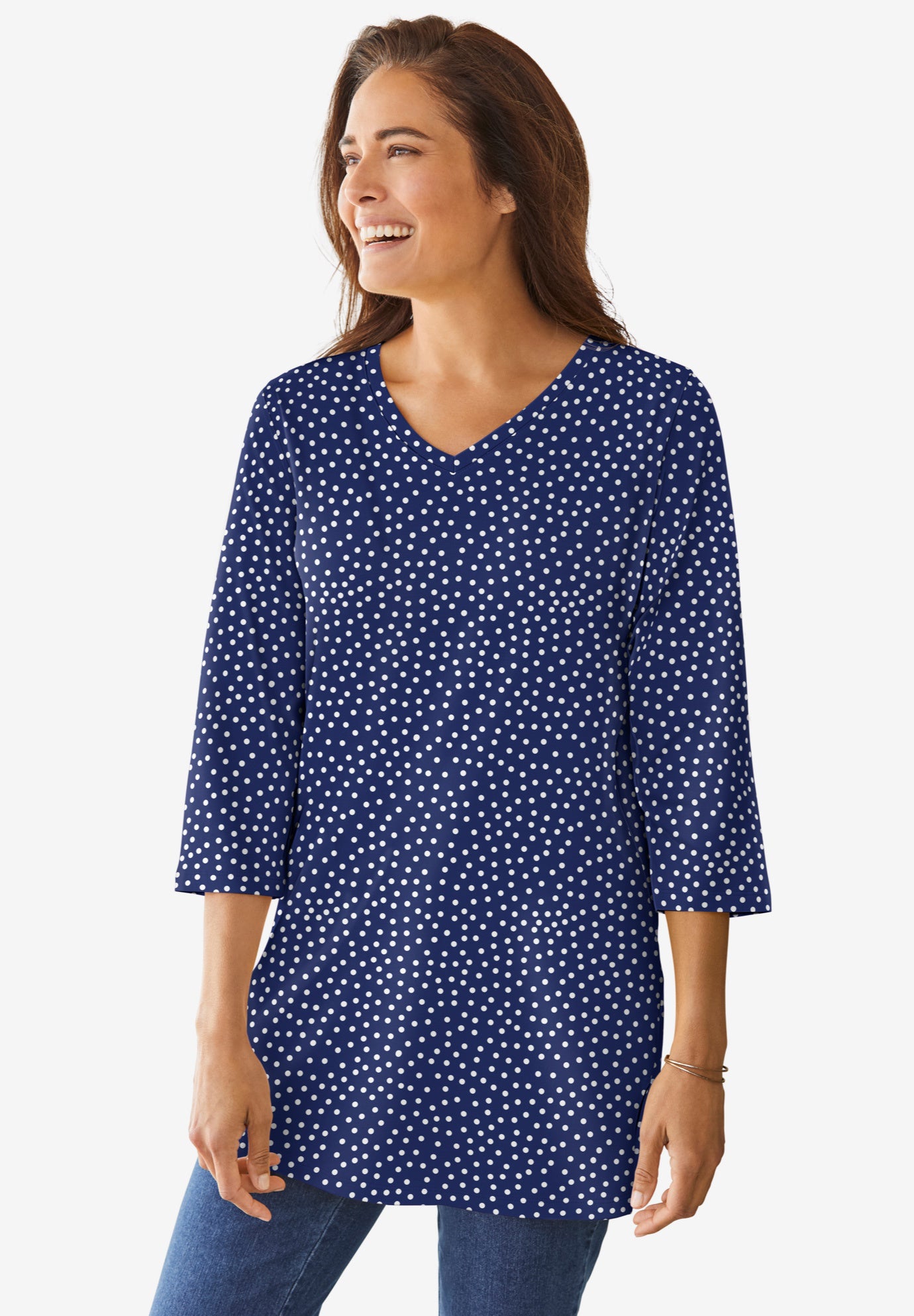 Perfect Printed Three-Quarter-Sleeve V-Neck Tunic image number 0
