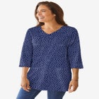 Perfect Printed Three-Quarter-Sleeve V-Neck Tunic image number null