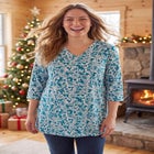 Perfect Printed Three-Quarter-Sleeve V-Neck Tunic image number 0