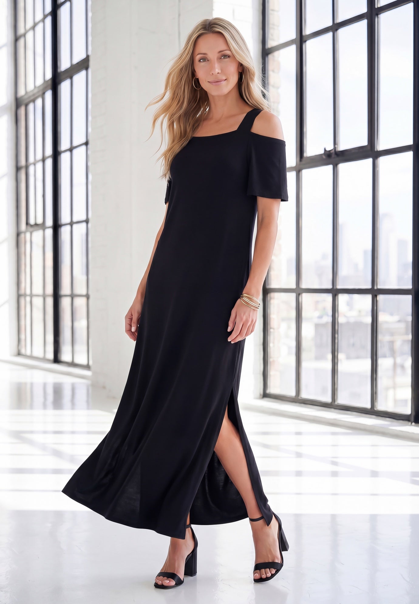 Plus Size Cold Shoulder Maxi Dress image number 1