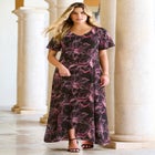 Plus Size Hand Crinkled Flutter-Sleeve Maxi Dress image number 0