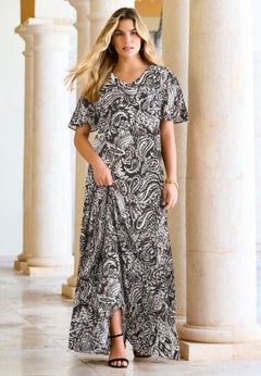 long black evening dress Top Picks Formal Occasion Dress Size:XXL - 44 Lakshmi Long Sleeve Open SS V-NECK PLEATED DRESS Delicate box package or