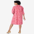 Pleat-Front Tunic Dress With Three-Quarter Sleeves image number null