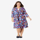 Pleat-Front Tunic Dress With Three-Quarter Sleeves image number null