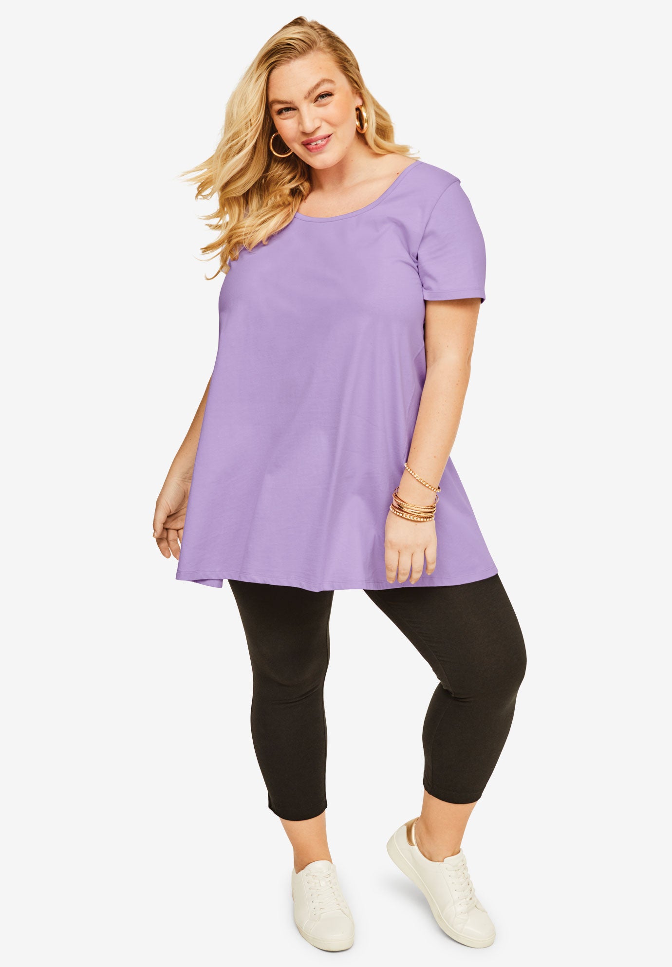 Plus Size Cotton Ultimate Scoopneck Swing Tunic image number 6