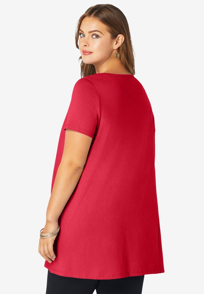 Plus Size Cotton Ultimate Scoopneck Swing Tunic image number 1