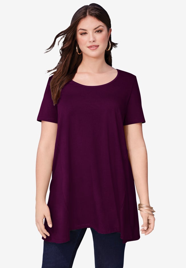 Plus Size Cotton Ultimate Scoopneck Swing Tunic image number 0