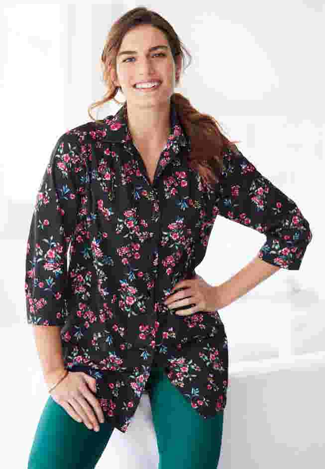 No Iron Three-Quarter Sleeve Peachskin Shirt image number 5