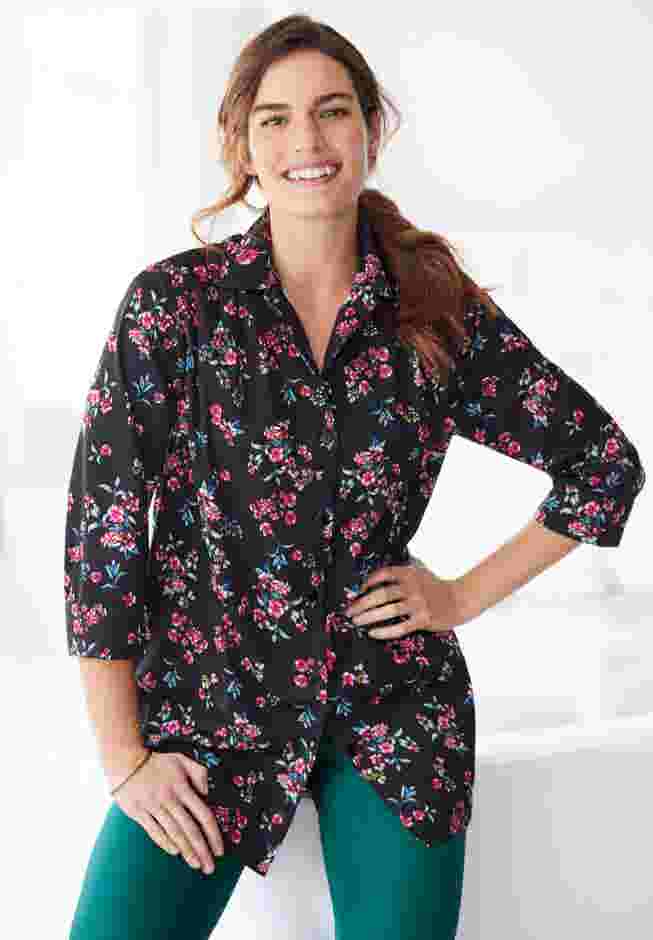No Iron Three-Quarter Sleeve Peachskin Shirt image number 0