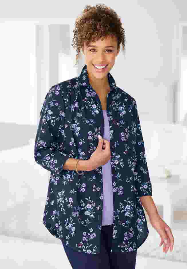 No Iron Three-Quarter Sleeve Peachskin Shirt image number 0