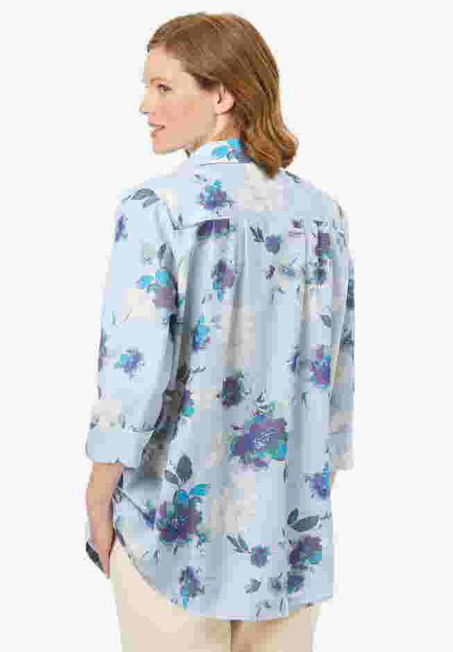 No Iron Three-Quarter Sleeve Peachskin Shirt image number 1