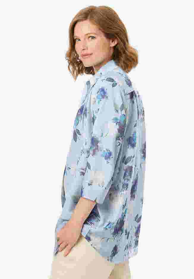 No Iron Three-Quarter Sleeve Peachskin Shirt image number 2