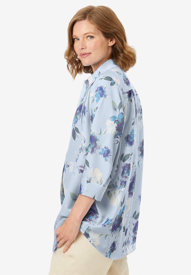 No Iron Three-Quarter Sleeve Peachskin Shirt image number 2