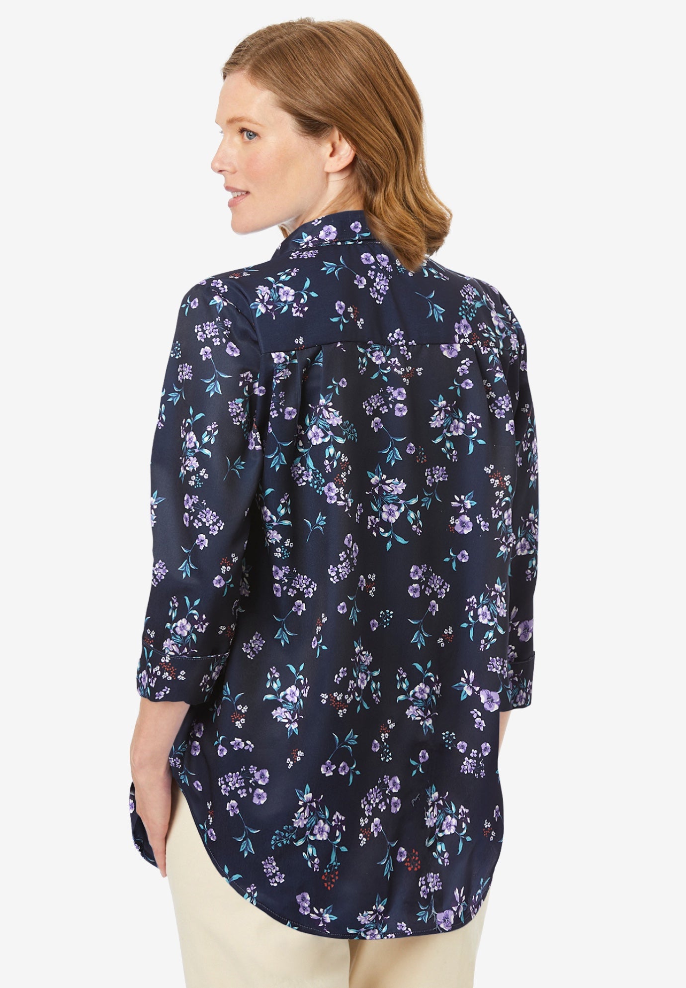 No Iron Three-Quarter Sleeve Peachskin Shirt image number 1