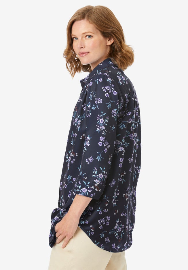 No Iron Three-Quarter Sleeve Peachskin Shirt image number 2