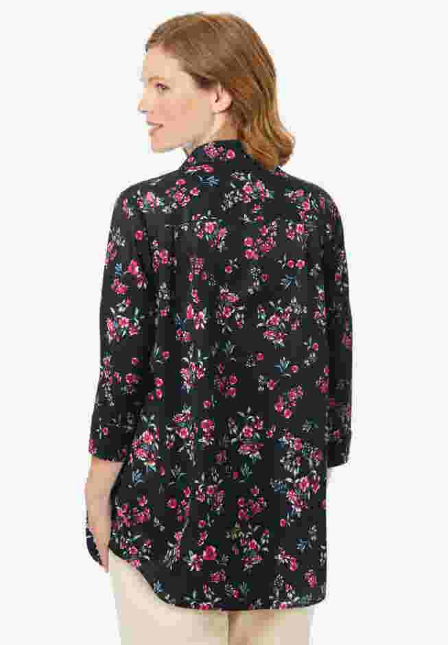No Iron Three-Quarter Sleeve Peachskin Shirt image number 1
