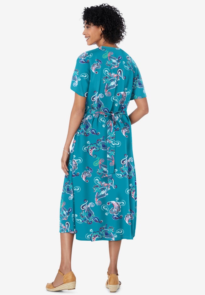 Short-Sleeve Button-Front Dress image number null