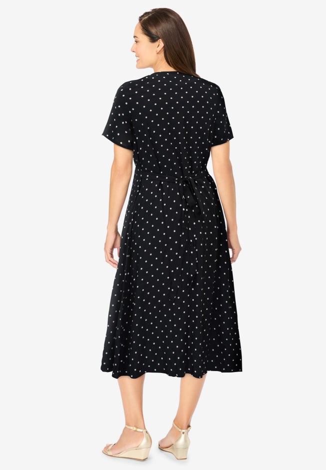 Short-Sleeve Button-Front Dress image number null