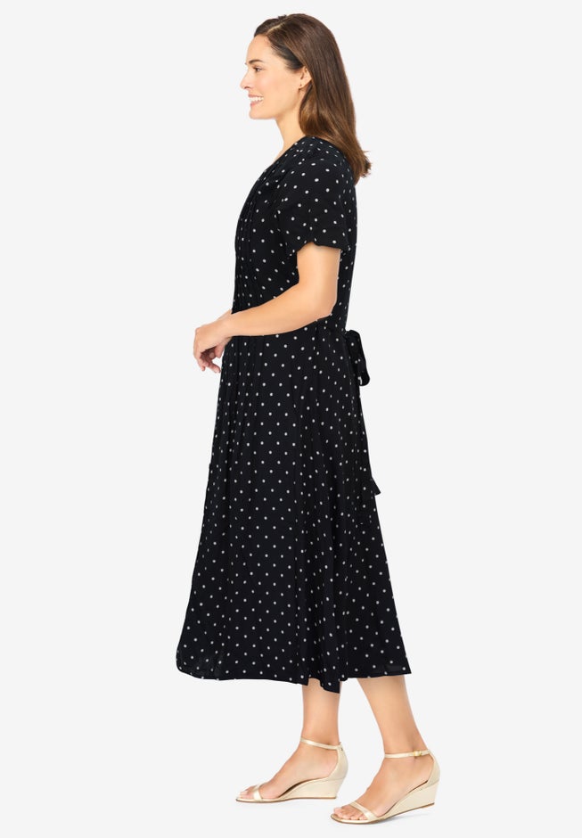 Short-Sleeve Button-Front Dress image number null