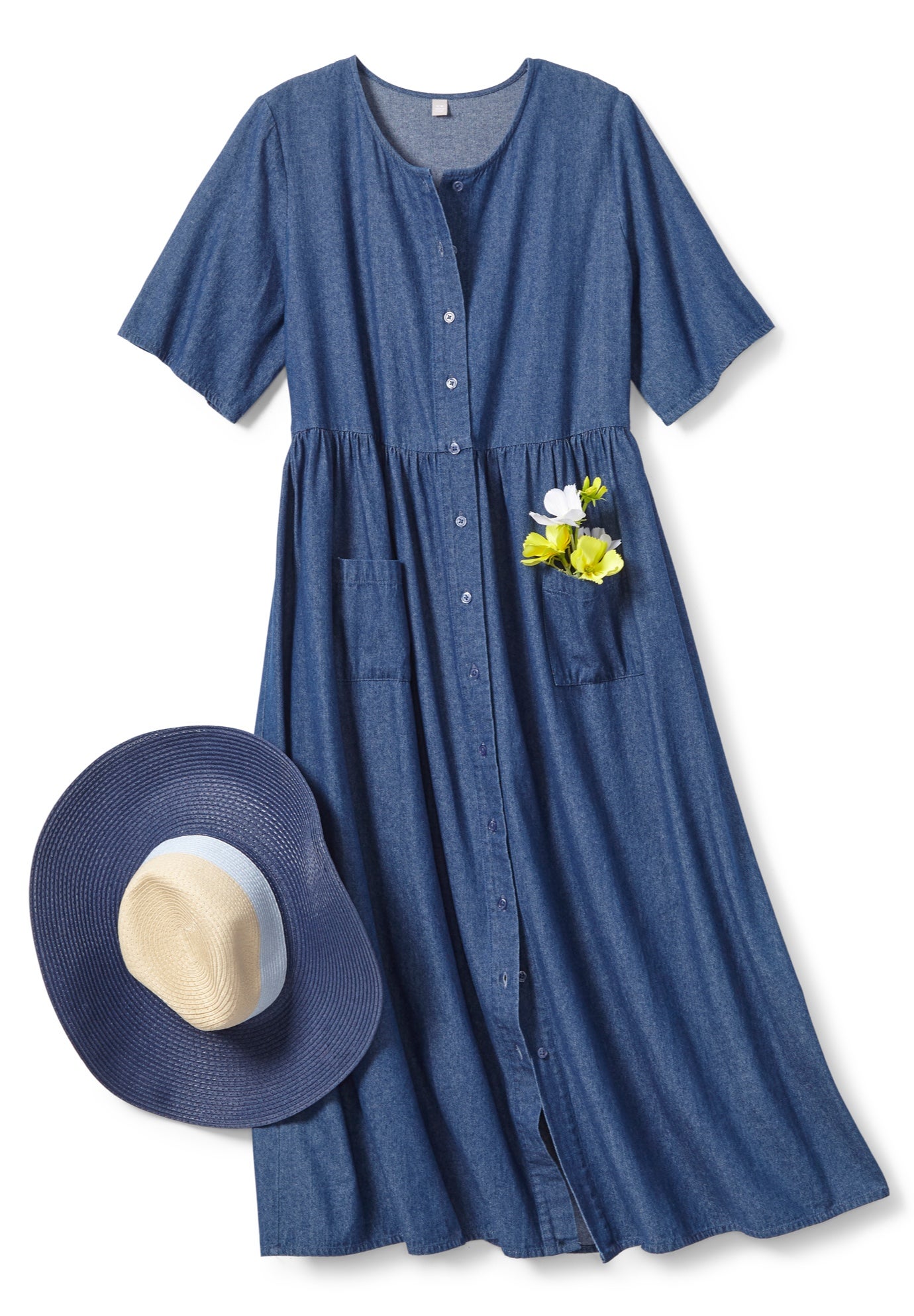 Short-Sleeve Denim Dress image number 2