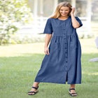 Short-Sleeve Denim Dress image number null