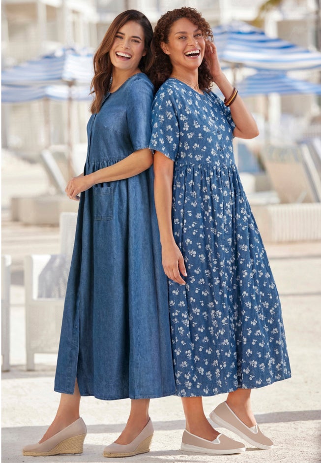 Woman Within Short-Sleeve Denim Dress - 20 W, Light Stonewash Woman Within Short-Sleeve Denim Dress - 20 W, Light Stonewash