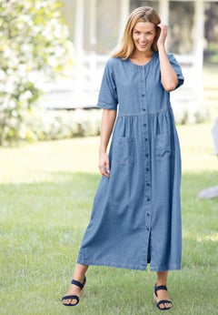 Short-Sleeve Denim Dress