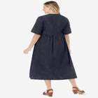 Short-Sleeve Denim Dress image number null