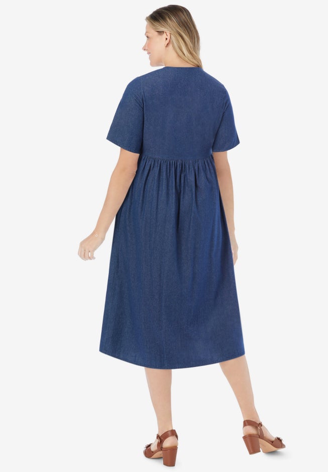 Short-Sleeve Denim Dress image number 1